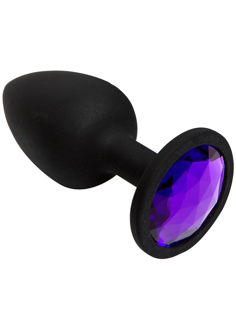 Booty Bling Jeweled Silicone Anal Plug Purple Small