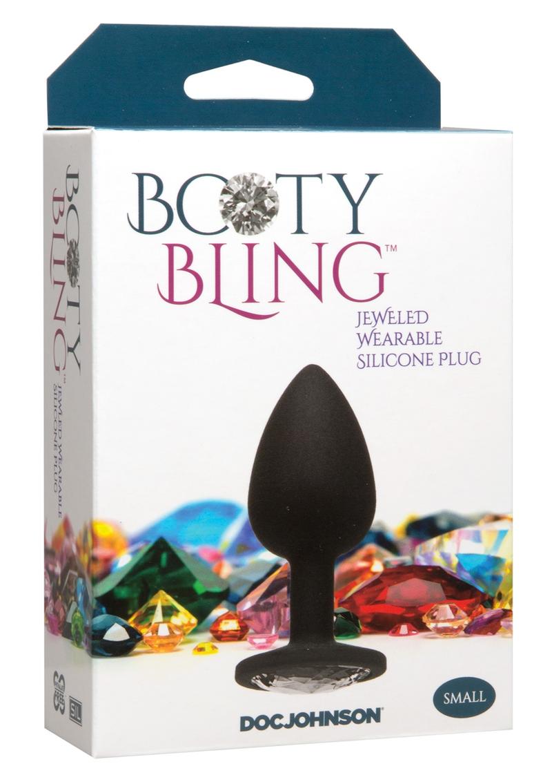 Booty Bling Jeweled Silicone Anal Plug Silver Small