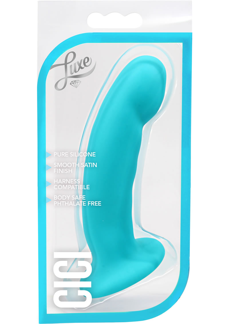 Luxe Cici Silicone Dildo Splashproof Blue 6.5 Inch