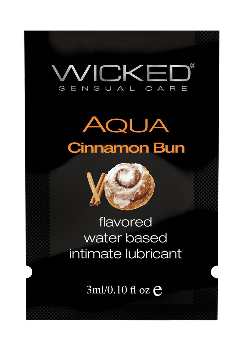 Wicked Aqua Water Based Lube Cinnamon Bun Flavored And Scented 0.10FL OZ Foil 144/Bag