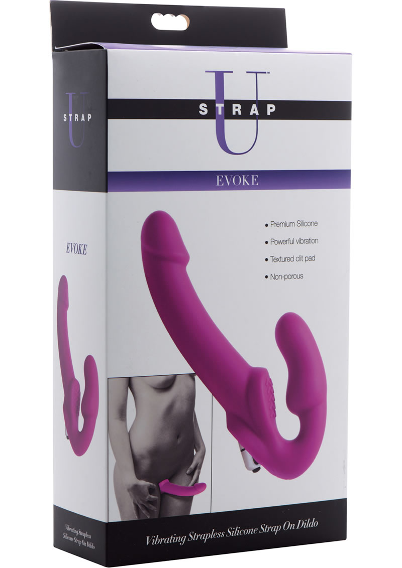 Strap U Evoke Vibrating Strapless Silicone Strap On Dildo Pink