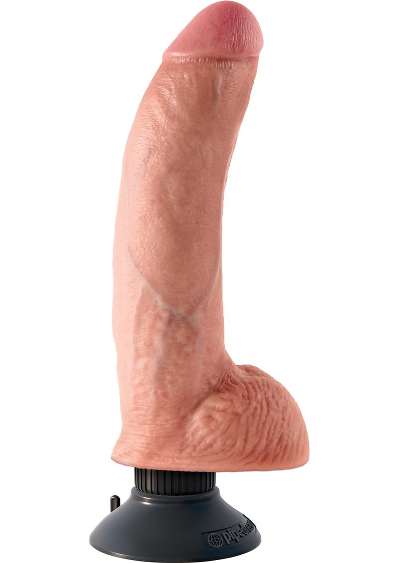 King Cock Vibrating Realistic Dildo With Balls Waterproof Flesh 9 Inch