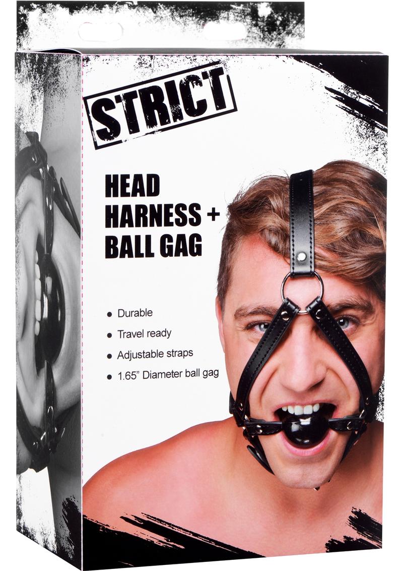 Strict Head Harness And Ball Gag Leather And Metal Black