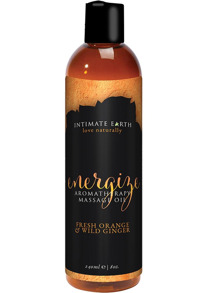 Intimate Earth Energize Aromatherapy Massage Oil Fresh Orange and Wild Ginger 8oz