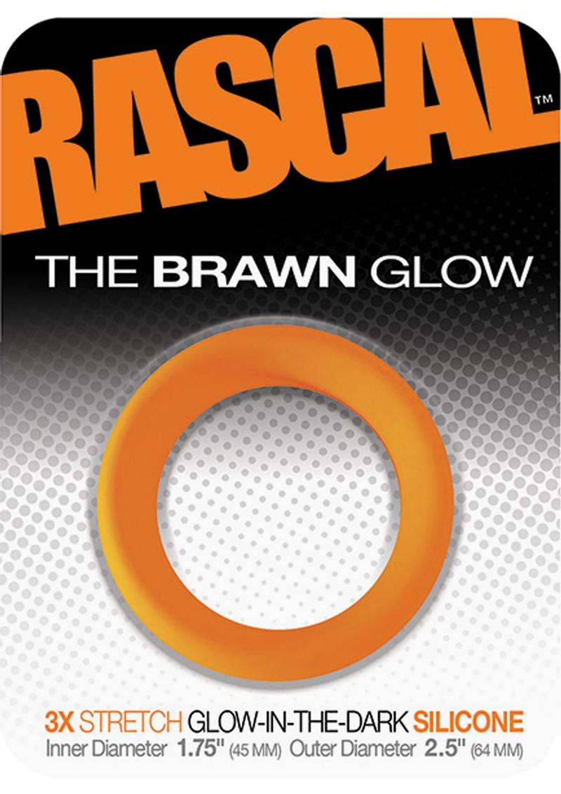 Rascal The Brawn Glow 3x Stretch Silicone Cock Ring Glow In The Dark Orange
