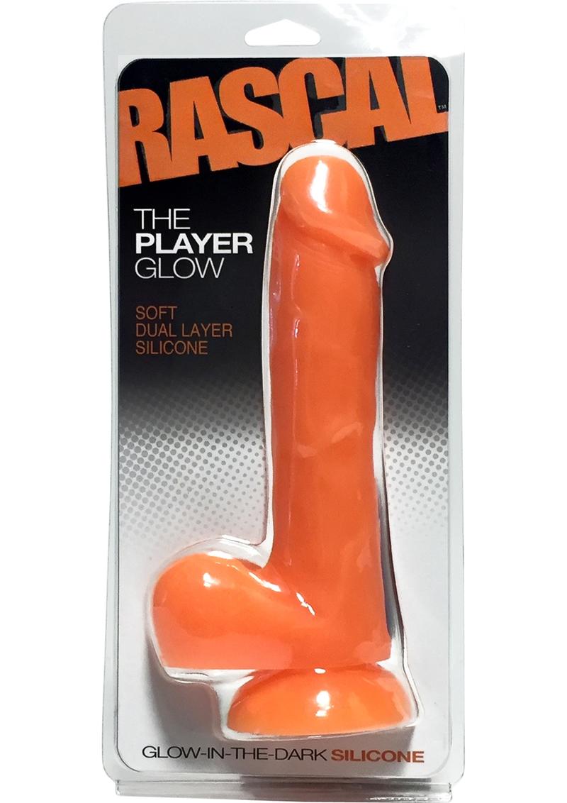 Rascal The Player Glow Dual Layer Silicone Glow In The Dark Realistic Cock Orange 6.5 Inch