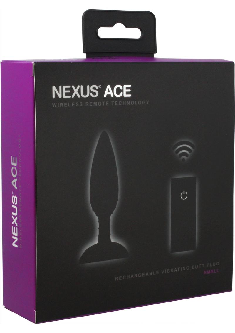 Nexus Ace Wireless Remote Rechargeable Vibrating Silicone Butt Plug Waterproof Black Small