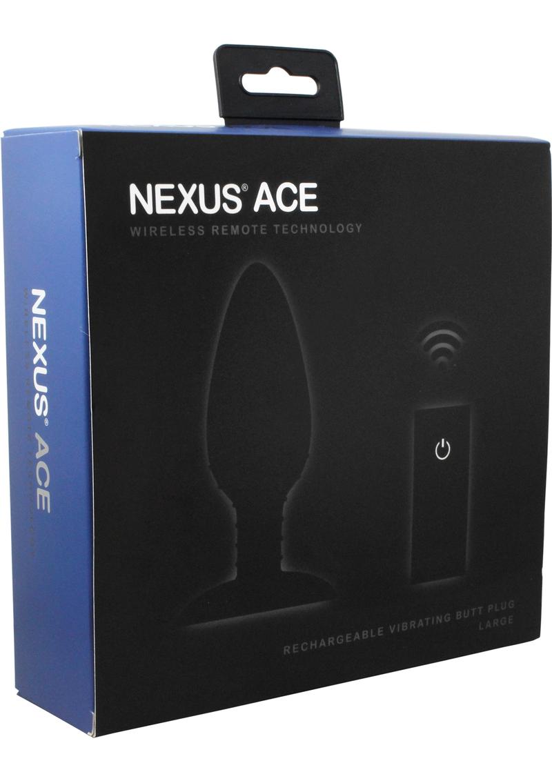 Nexua Ace Wireless Remote Rechargeable Vibrating Silicone Butt Plug Waterproof Black Large
