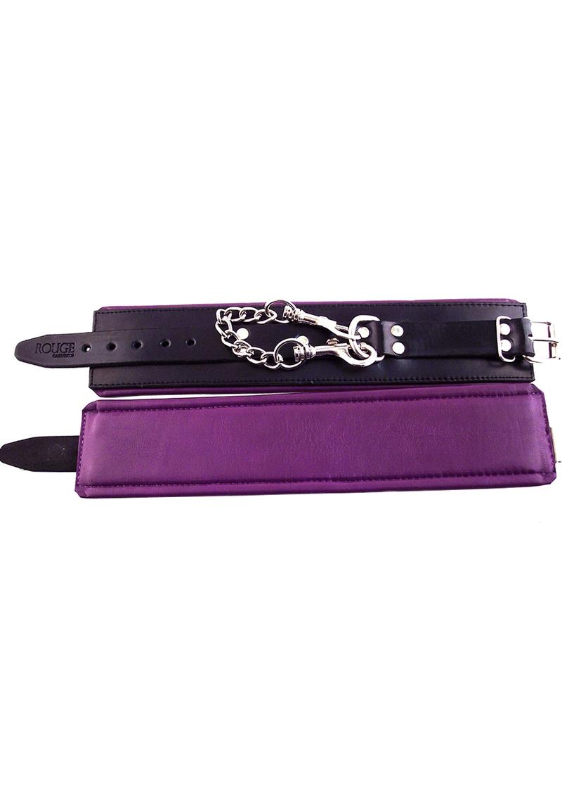 Rouge Padded Leather Ankle Cuffs Black And Purple