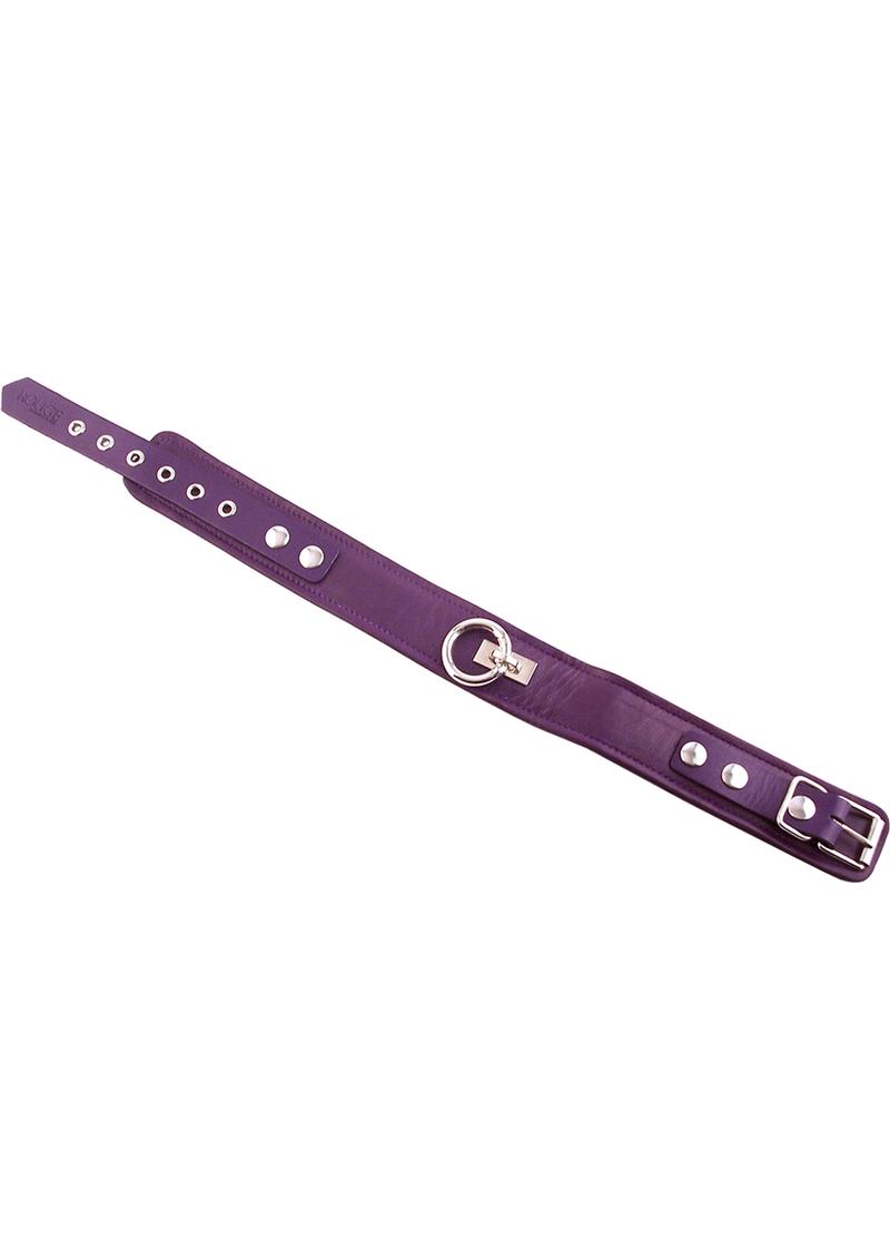 Rouge Leather Adjustable Plain Collar 1 Ring Purple