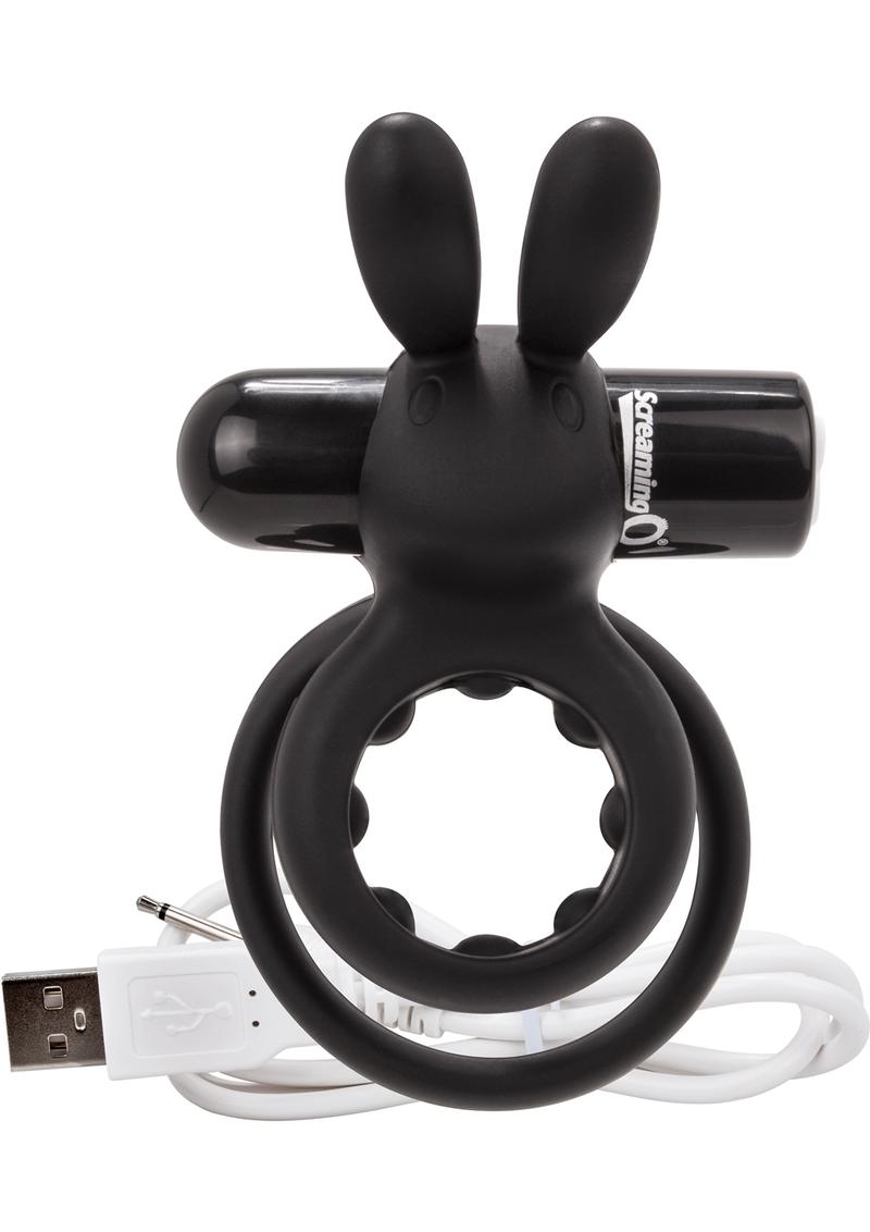 Charged Ohare Rechargeable Silicone Waterproof Rabbit Cock Ring Black