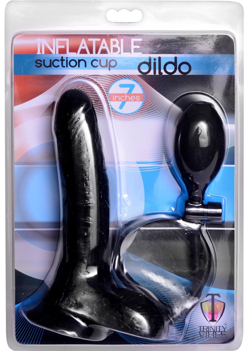 Trinity Vibes Inflatable Suction Cup Dildo Black 7 Inch