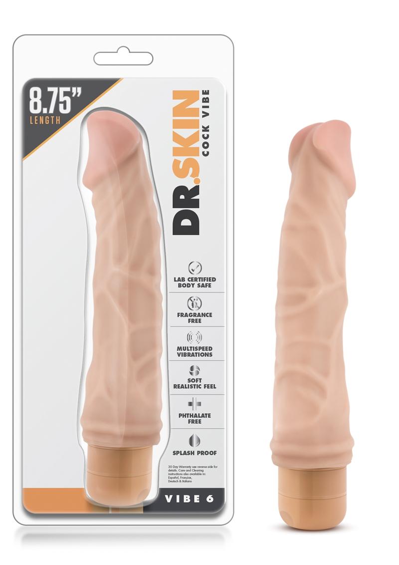 Dr. Skin Cock Vibe 06 Realistic Vibrator Splash Proof Natural 8.75 Inch