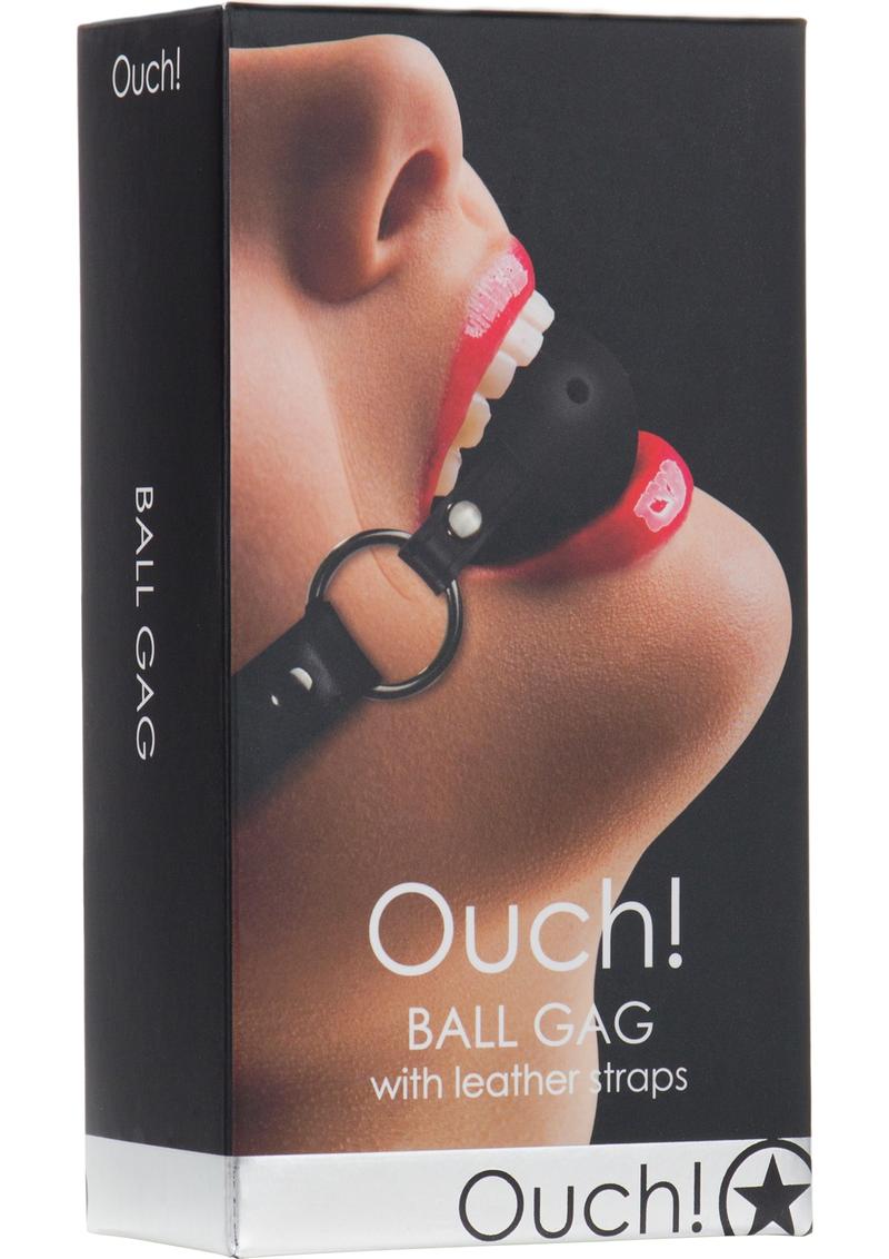 Ouch Ball Gag With Leather Straps Black