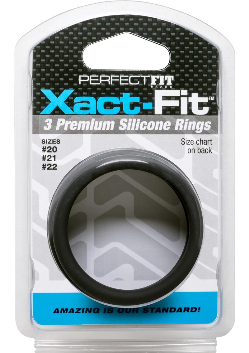 Perfect Fit Xact-Fit Silicone Ring Kit LG - XL 3 Pack - Black