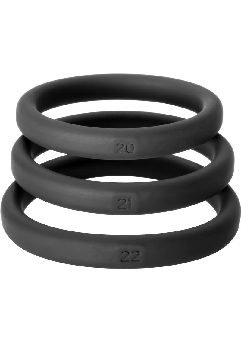 Perfect Fit Xact-Fit Silicone Ring Kit LG - XL 3 Pack - Black