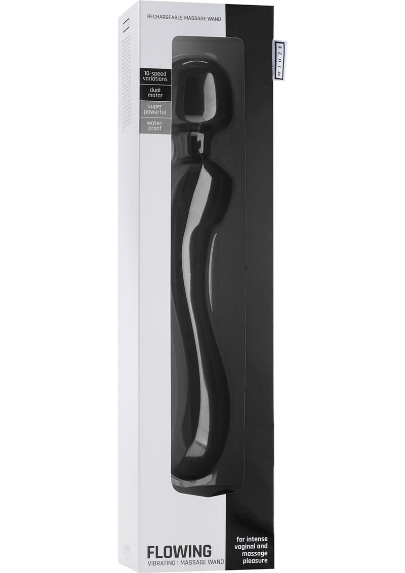 Mjuze Flowing Silicone USB Rechargeable Massage Wand Waterproof Black 11.73 Inch