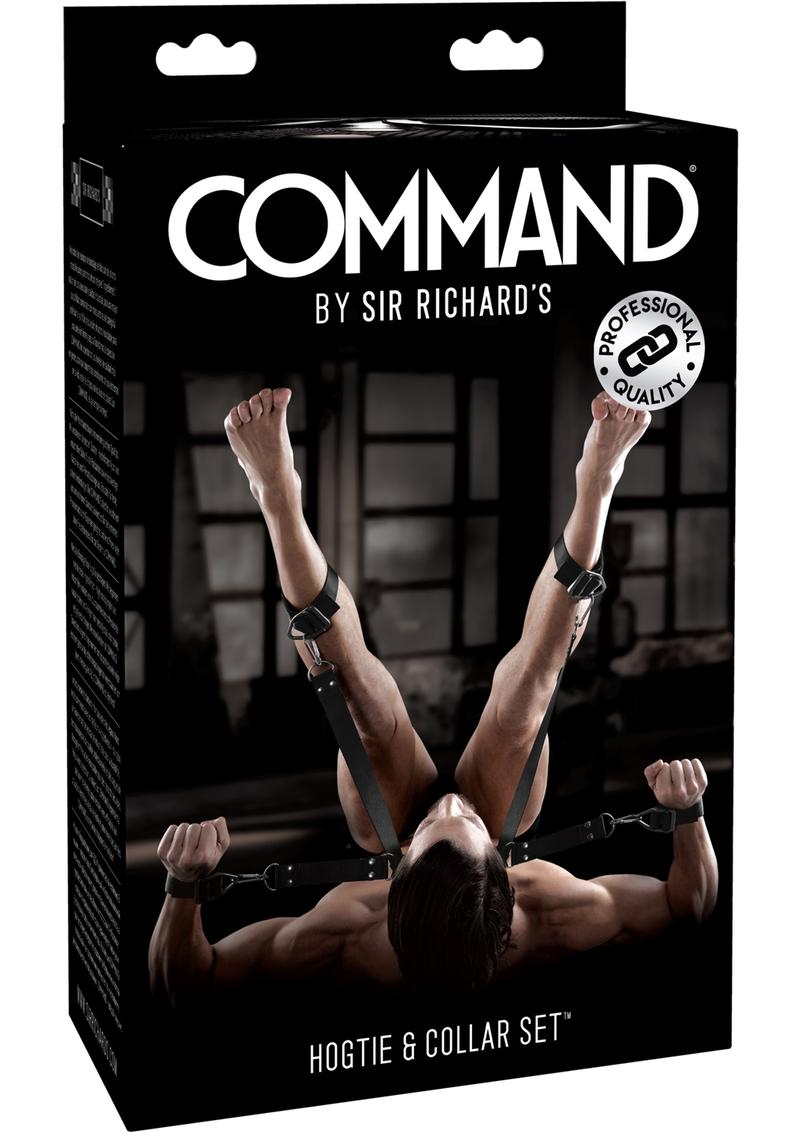 Sir Richard`s Command Hogtie and Collar Set Black And Stainless Steel