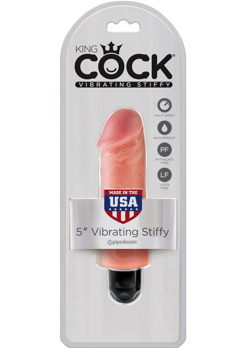 King Cock Vibrating Stiffy Realistic Dildo Waterproof Flesh 5 Inch