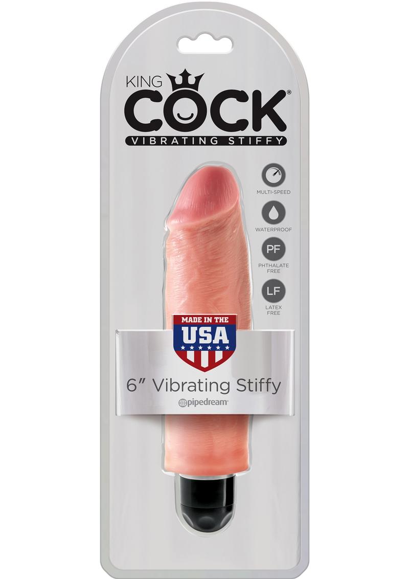 King Cock Vibrating Stiffy Realistic Dildo Waterproof Flesh 6 Inch
