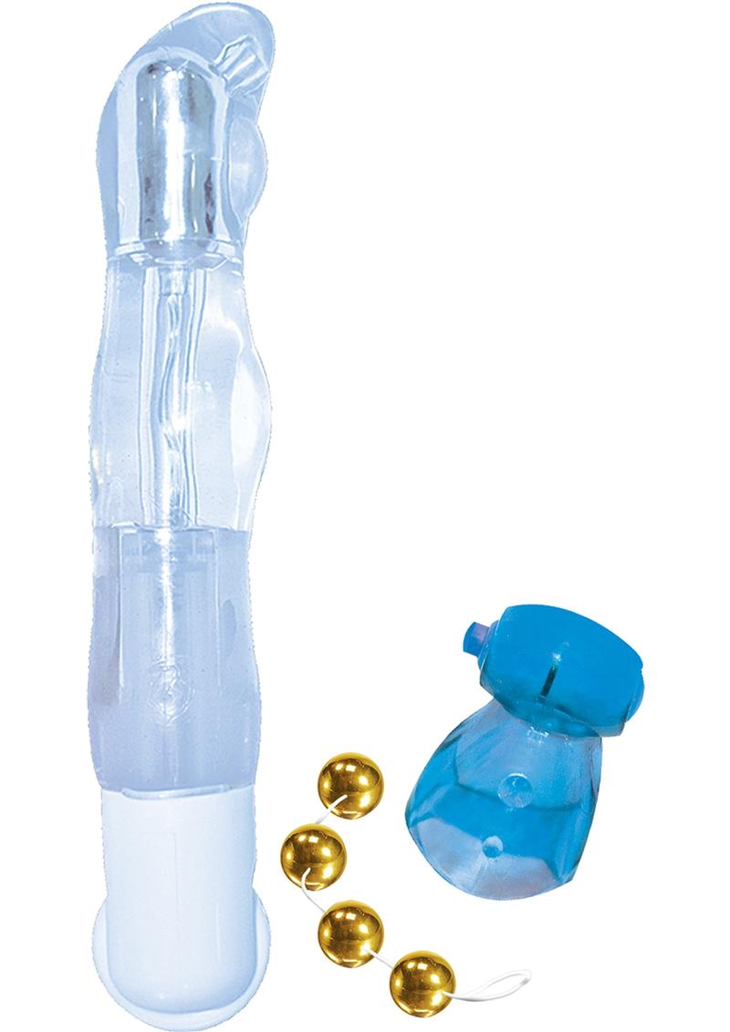 Lovers Kit 2 For Him And Her Vibrator Vibrating Cock Ring BenWa Balls Waterproof Blue Clear Gold