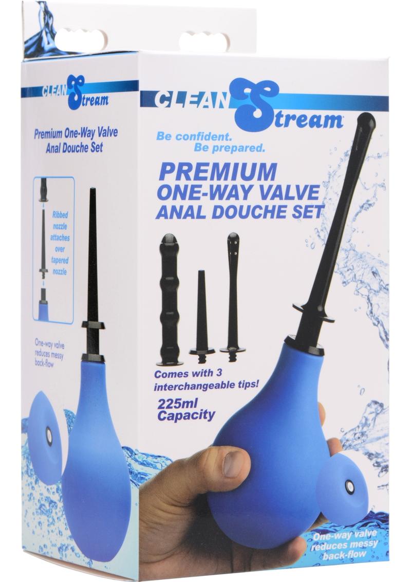 Clean Stream Premium One-Way Anal Douche Set Blue