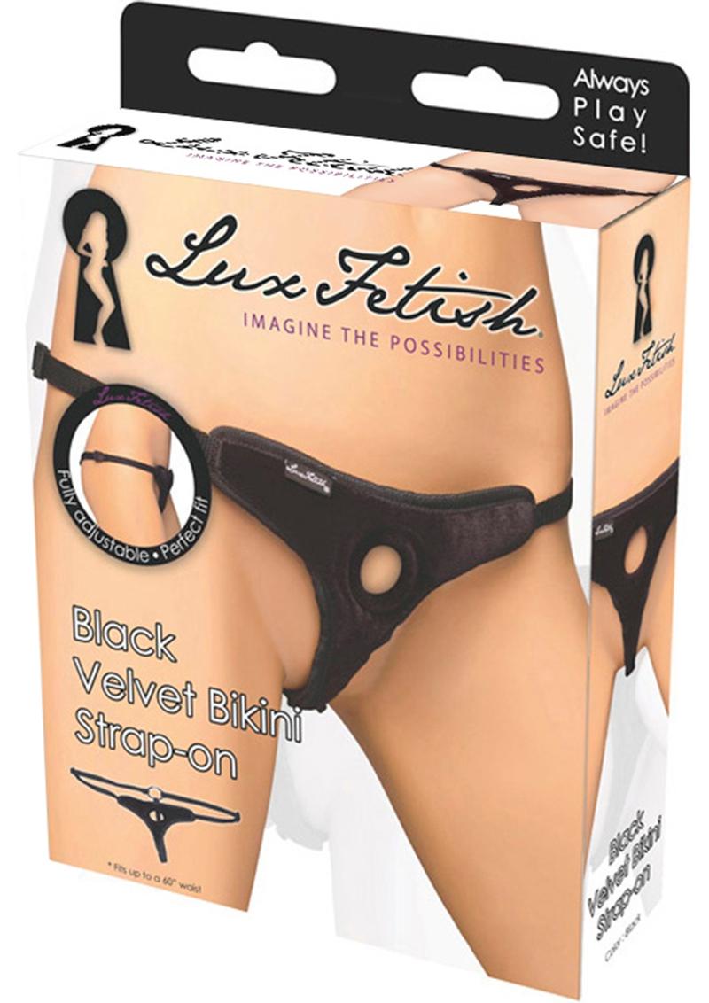 Lux Fetish Velvet Bikini Strap-On Adjustable Black