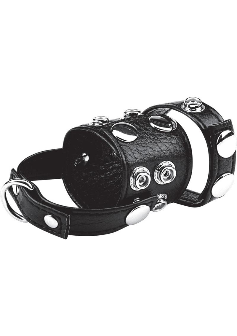 CandB Gear Cock Ring With Ball Stretcher Black 1.5 Inch