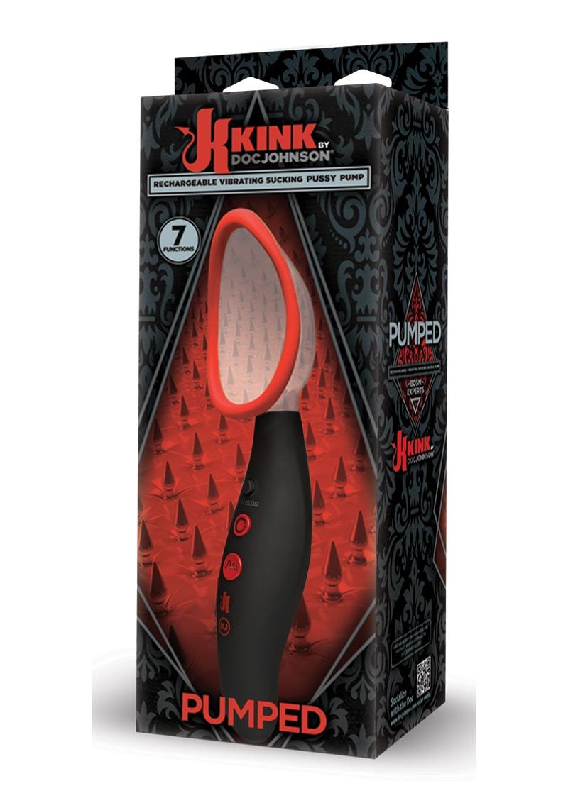 Kink Pumped USB Rechargeable Automatic Vibrating Pussy Pump Splashproof Black And Red