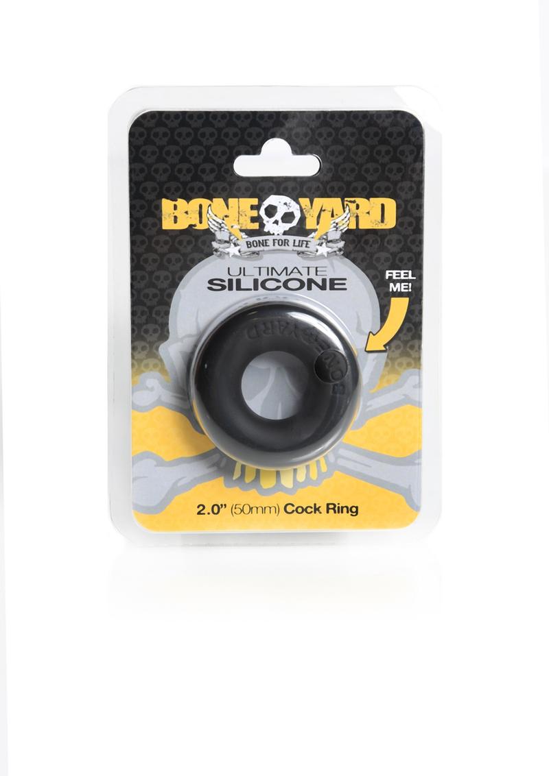 Bone Yard Ultimate Silicone Cockring Black 2 Inch Diameter