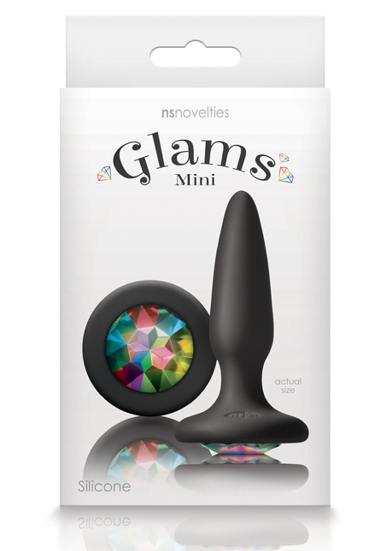 Glams Mini Silicone Anal Plug - Black Rainbow Gem