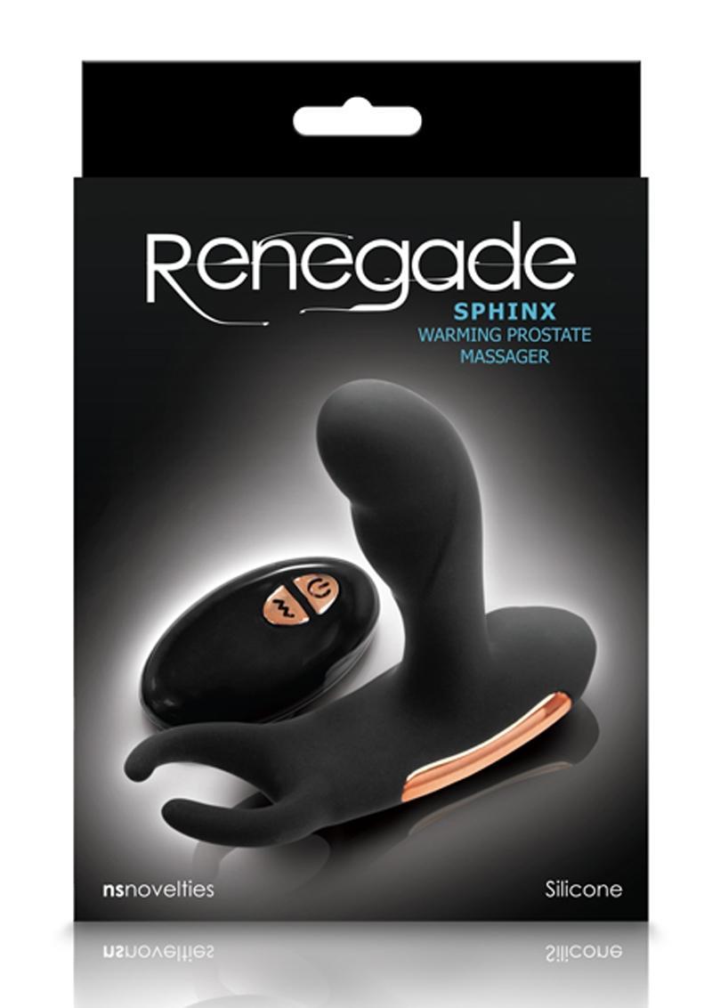 Renegade Sphinx USB Rechargeable Silicone Warming Prostate Massager With Wireless Remote Control Black