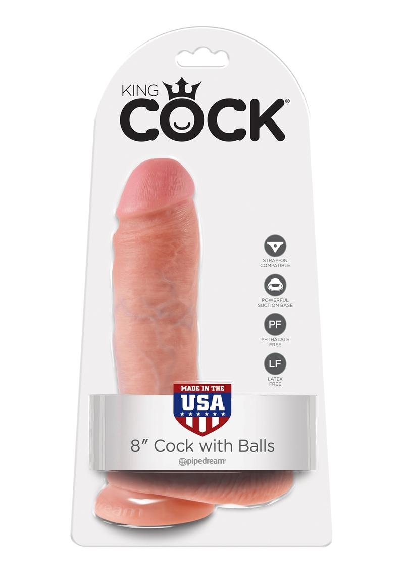 King Cock Realistic Dildo With Balls Tan 8 Inch