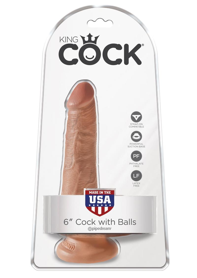 King Cock Realistic Dildo With Balls Tan 6 Inch