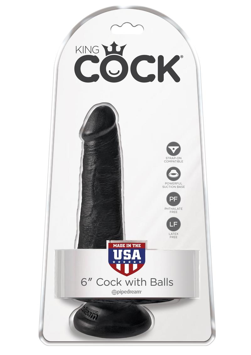 King Cock Realistic Dildo With Balls Black 6 Inch
