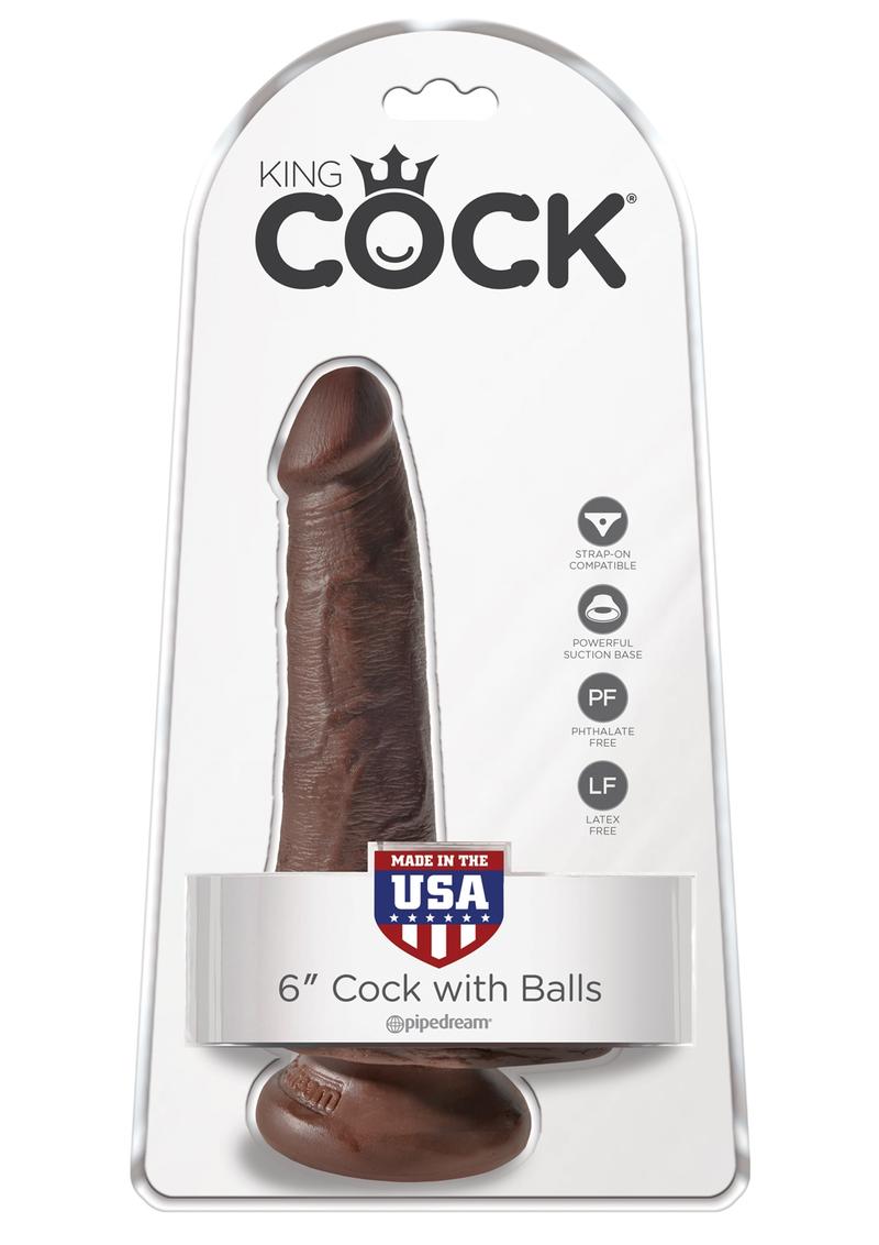King Cock Realistic Dildo With Balls Brown 6 Inch
