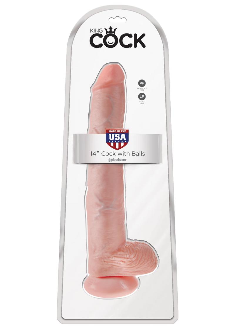 King Cock Realistic Dildo With Balls Flesh 14 inch