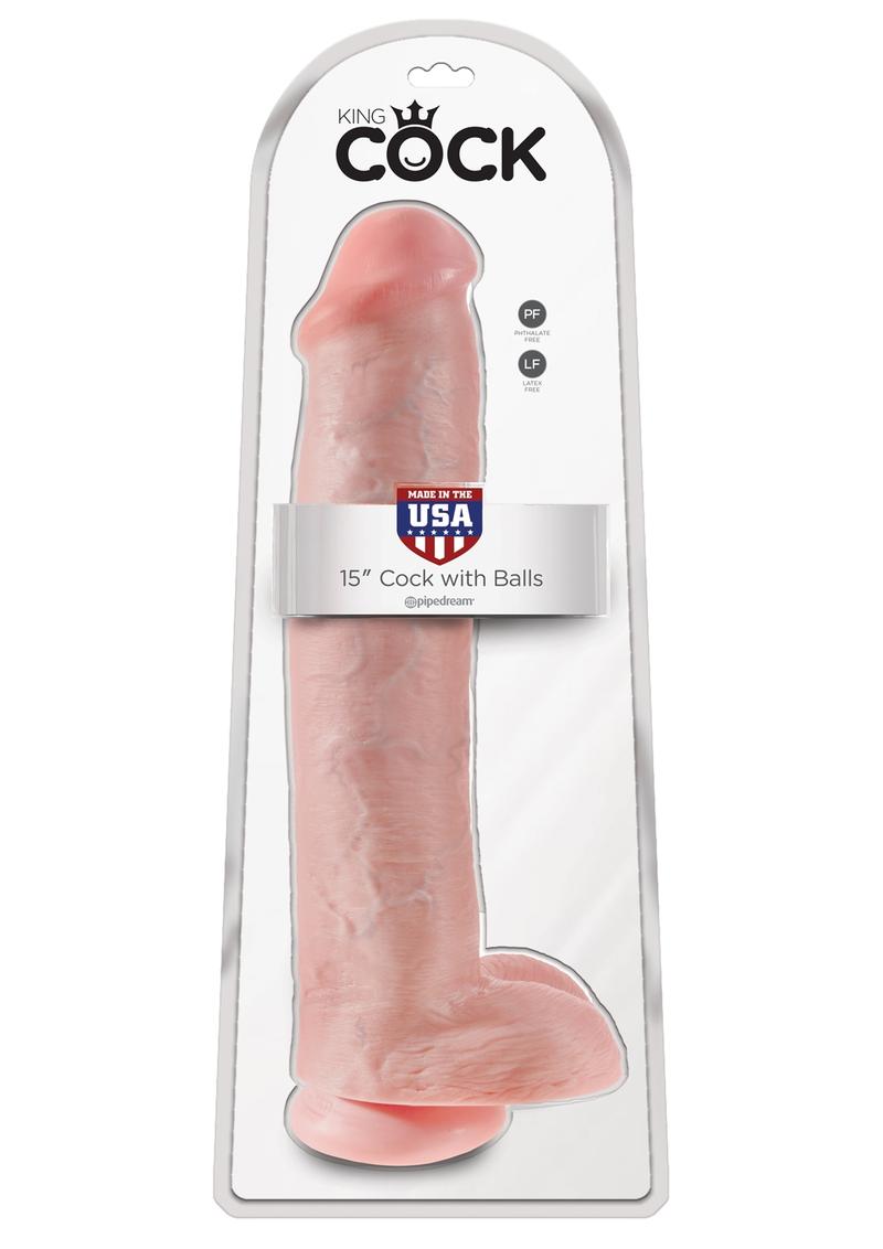 King Cock Realistic Dildo With Balls Flesh 15 Inch
