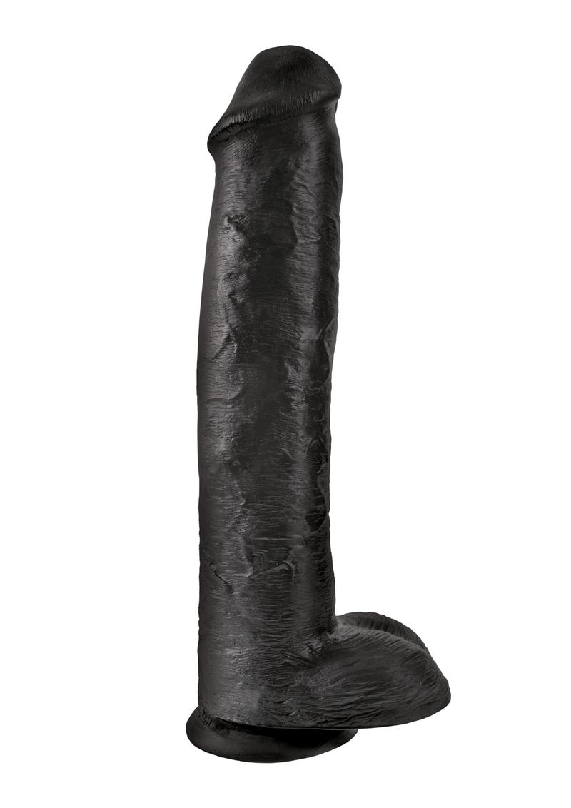 King Cock Realistic Dildo With Balls Black 15 Inch