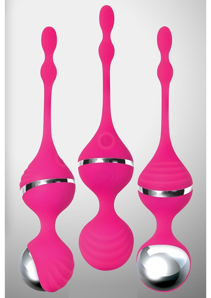 Adam and Eve The Vibrating Pleasure Kegal Balls USB Rechargeable Silicone Balls Waterproof Pink