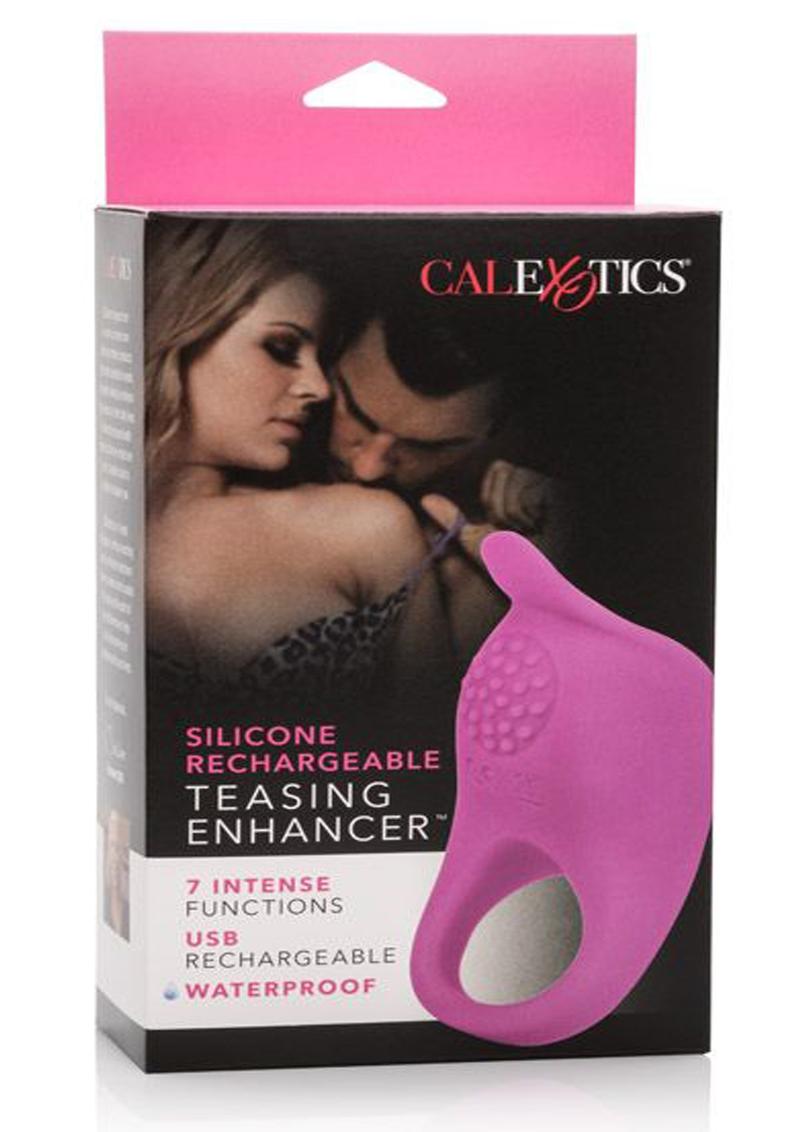 Silicone Rechargeable Teasing Enhancer Cockring Waterproof Pink