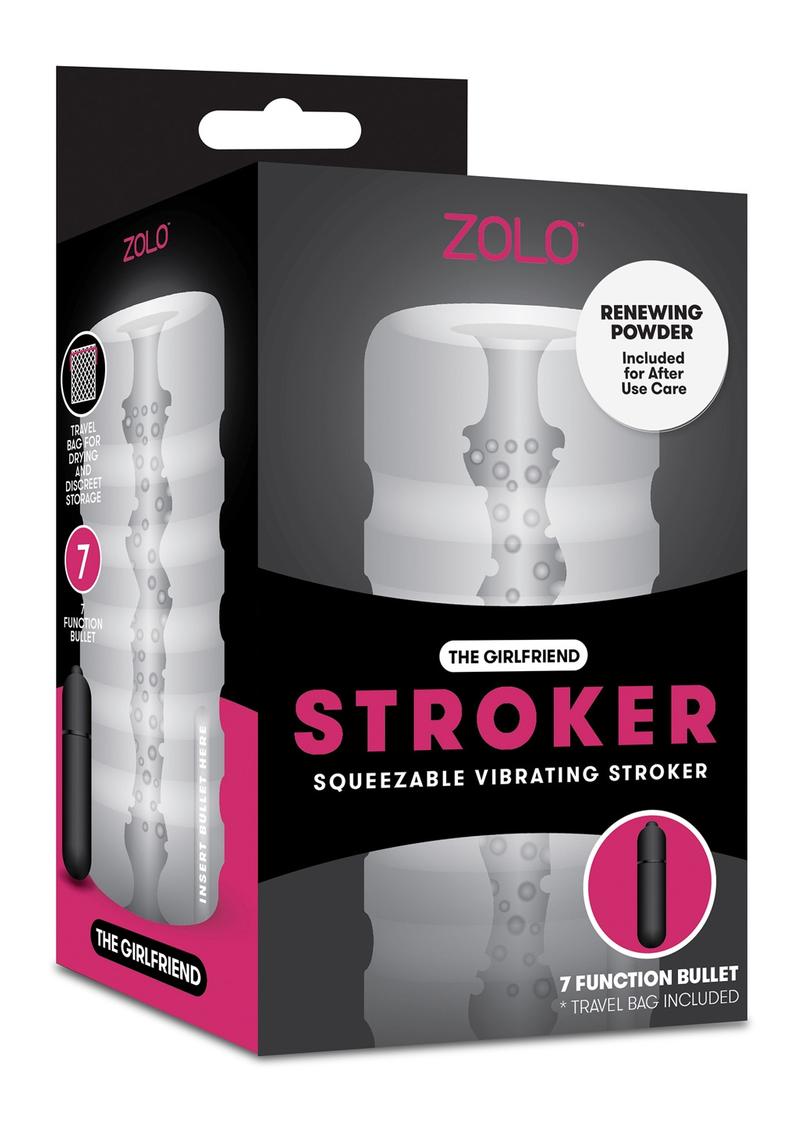 Zolo The Girlfriend Stroker Squeezable Vibrating Masturbator Stroker Clear