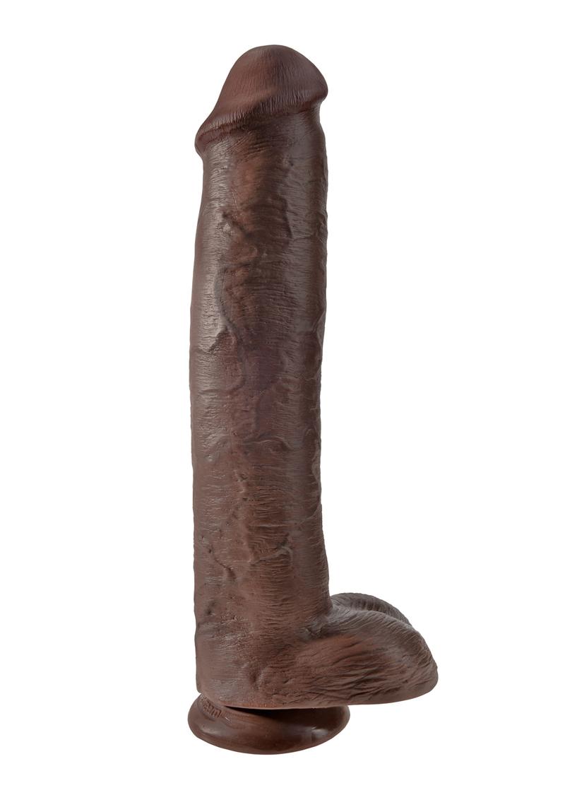King Cock Realistic Dildo With Balls Brown 15 Inch