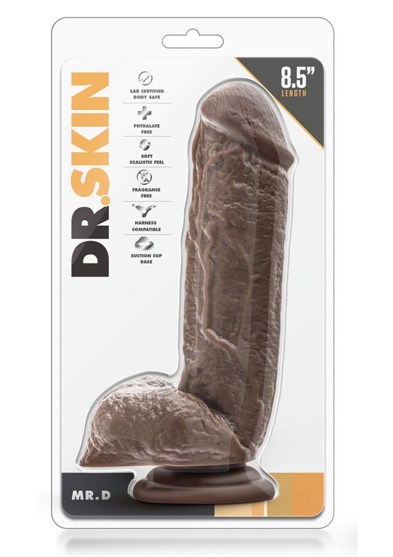 Dr Skin Mr. D Realistic Dildo With Balls Chocolate 8.5 Inch