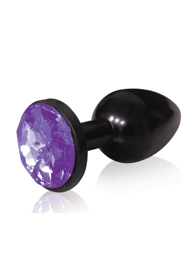 The Silver Starter Jeweled Round Plug Stainless Steel Black And Violet 2.8 Inch