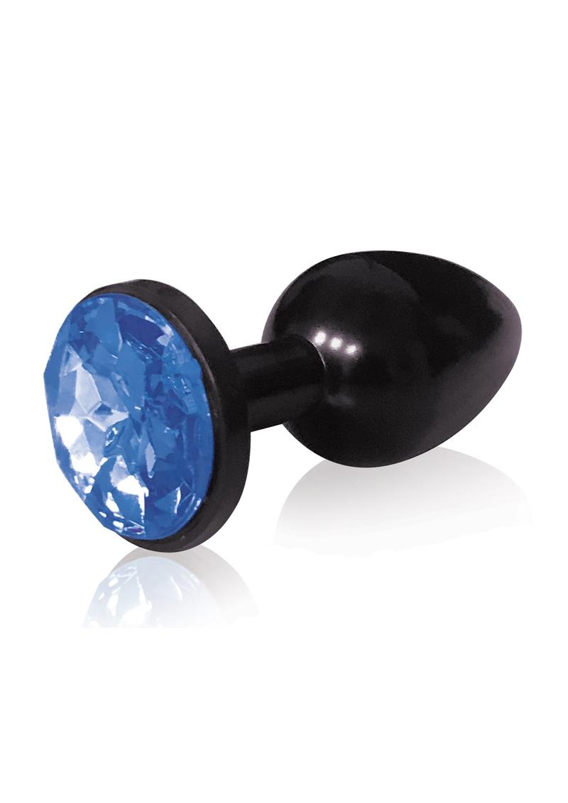 The Silver Starter Jeweled Round Plug Stainless Steel Black And Cobalt 2.8 Inch
