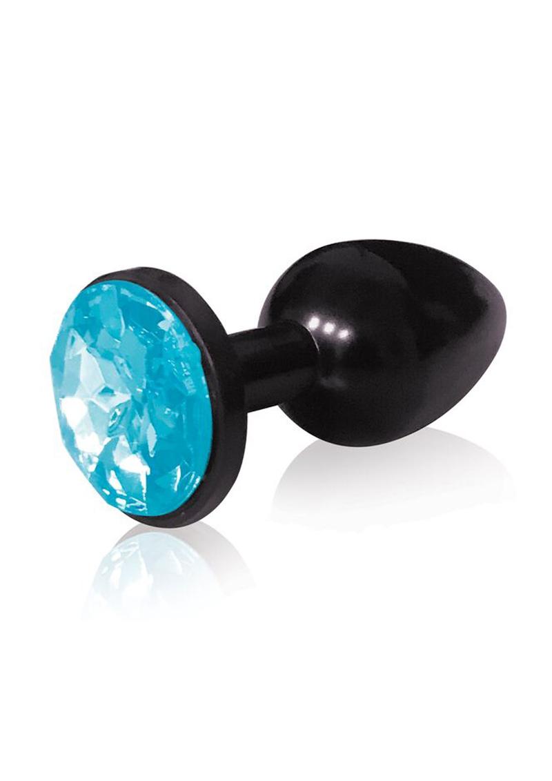 The Silver Starter Jeweled Round Plug Stainless Steel Black And Aqua 2.8 Inch