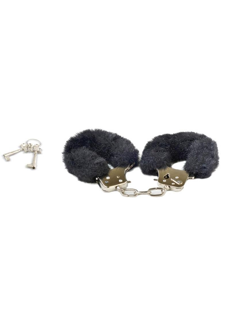 Play With Me Play Time Cuffs Adjustable Faux Fur Black