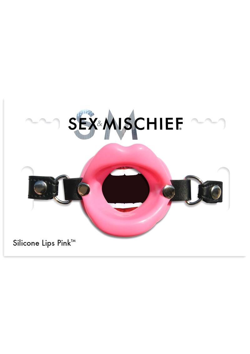 Sex And Mischief Silicone Lips Open Mouth Gag Pink