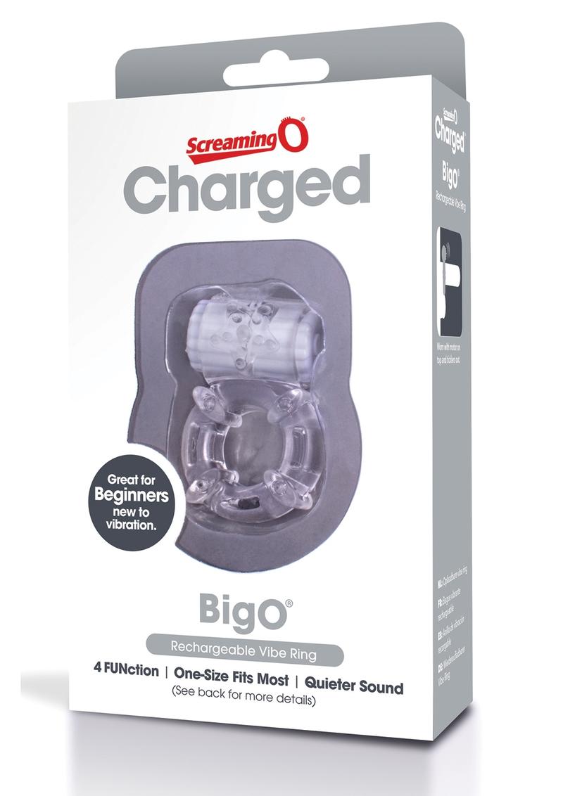 Charged BigO Rechargeable Vibe Ring Waterproof Cockring Clear
